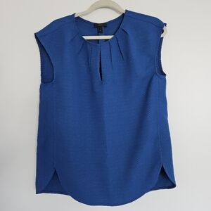 J.Crew Size 6 Blue Honeycomb Cocoon Keyhole Pleat Neck Sleeveless Top Blouse